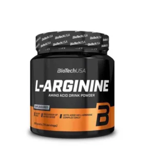 L-Arginine BiotechUSA formule 100 % pureté sous forme de poudre pour stimuler la production et la synthèse d'oxyde d'azote.