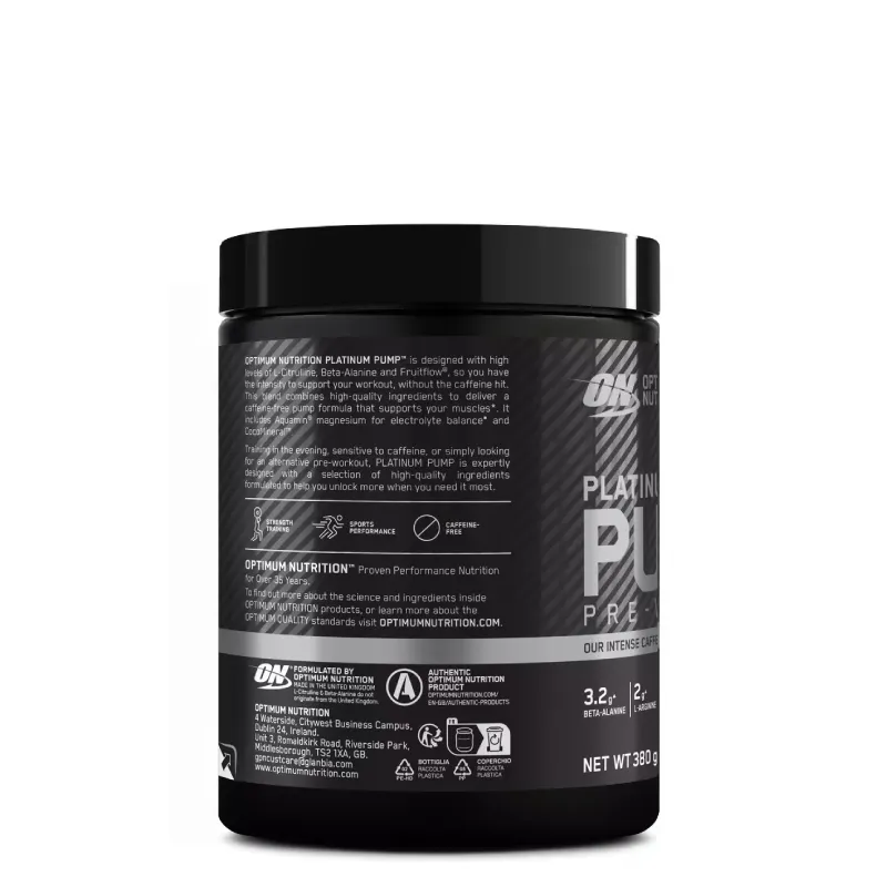 Platinum Pump Pre-workout Caffeine Free 380g Optimum Nutrition 2 Platinum Pump Pre-workout Caffeine Free 380g Optimum Nutrition
