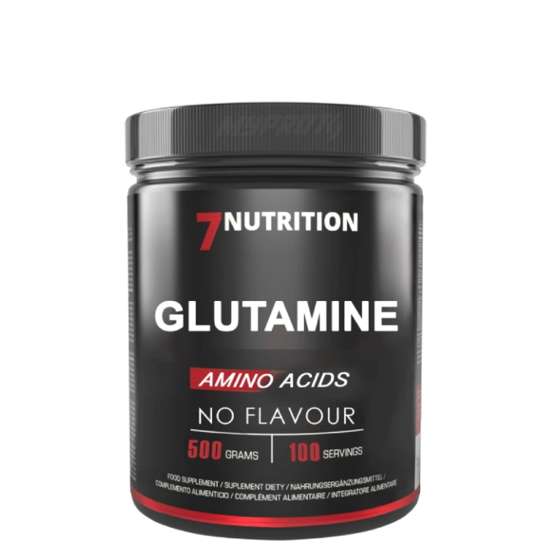 Glutamine 500g 7Nutrition 1 Glutamine 7Nutrition soutient la récupération, réduit la fatigue et renforce l’immunité. Pure, efficace et idéale après l'entraînement intensif
