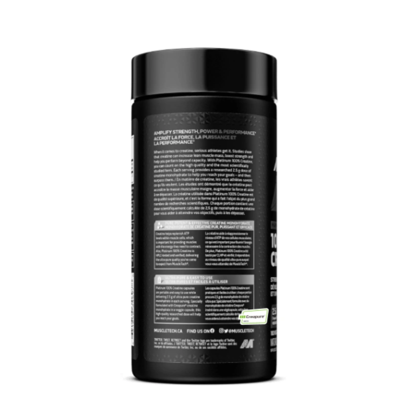 Platinum 100% Creatine Monohydrate Creapure® 100 Veggie Capsules Muscletech 2 Platinum 100% Creatine Monohydrate Creapure® 100 Veggie Capsules Muscletech