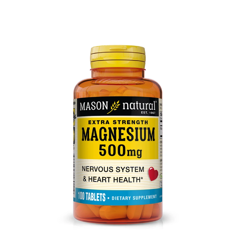 Magnesium 500mg Extra Strength 100 Tablettes Mason Natural 1 Magnesium 500mg Extra Strength Mason Natural | Muscles et Anti-Fatigue