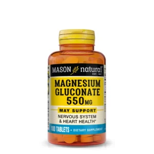Magnesium Gluconate 550mg Mason Natural | Anti-Fatigue