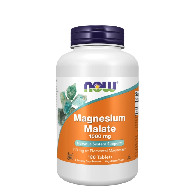 Magnesium Malate 1000mg 180 Tablettes Now Foods 1 Magnesium Malate 1000mg Now Foods – Énergie, Muscles et Récupération