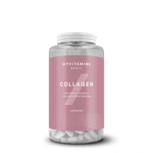 Découvrez Collagen Capsules MYVITAMINS 400mg de collagène bovin hydrolysé de type I par capsule, dans un format pratique pour votre routine quotidienne.