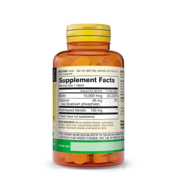 Biotin 10000mcg Plus Keratin 100 mg 60 Tablettes Mason Vitamins