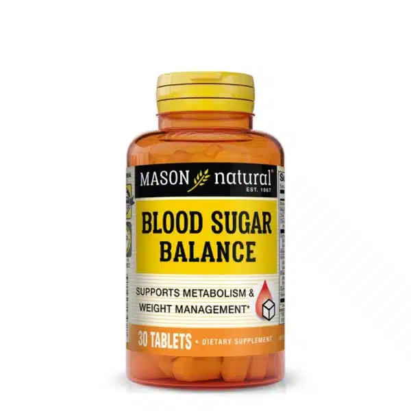 Soutenez l’équilibre du sucre dans le sang avec Blood Sugar Balance Mason Natural. Formule avec chrome et cannelle pour un métabolisme sain et une énergie stable.