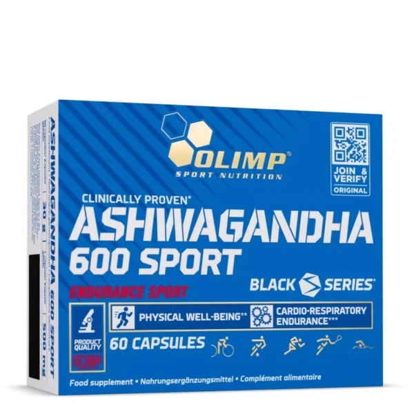 Ashwagandha 600 Sport aide à réduire le stress, améliorer l’énergie et soutenir les performances physiques et mentales. Formule naturelle d’Olimp Sport Nutrition.