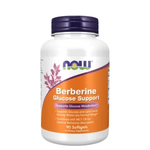 Berberine Glucose Support de Now Foods aide à réguler la glycémie, soutenir le métabolisme et améliorer la sensibilité à l’insuline grâce à une formule naturelle et efficace.