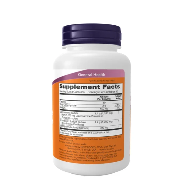 Glucosamine et Chondroitin + MSM 90 Capsules Now Foods