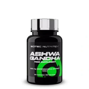 Ashwagandha de Scitec Nutrition : extrait naturel pour réduire le stress, améliorer la concentration et soutenir la vitalité.