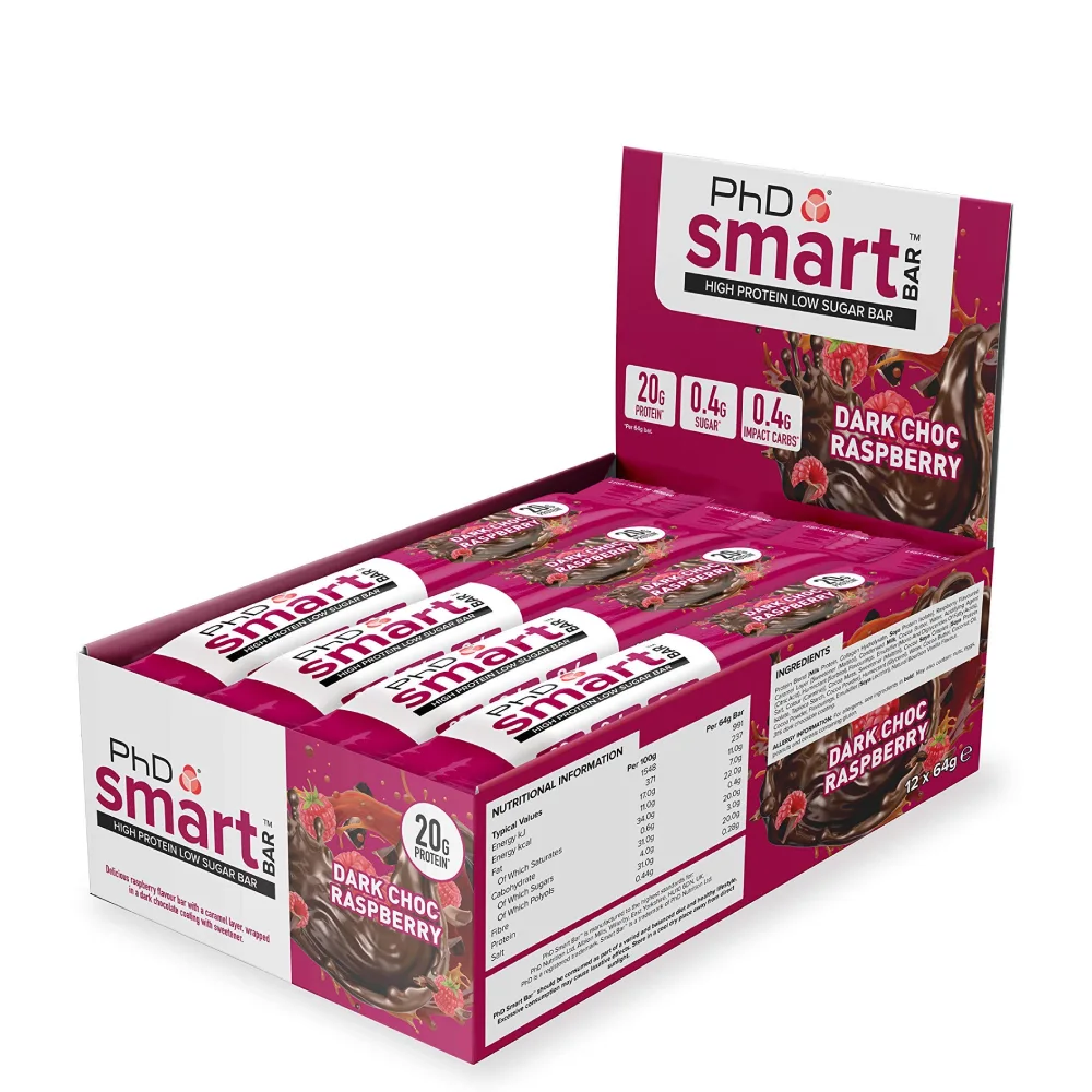 Phd Smart Bar Dark Choc Raspberry 64g X 12 1 Phd Smart Bar Dark Choc Raspberry 64g X 12