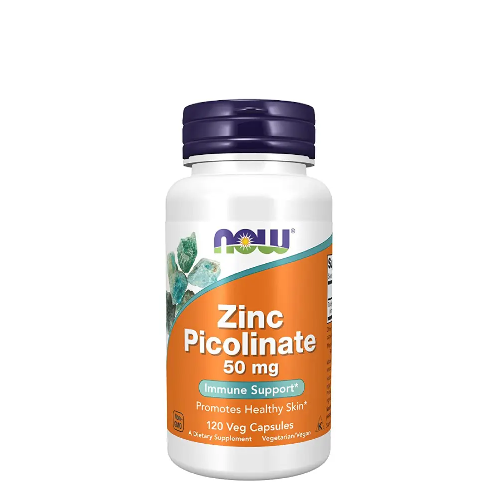 Zinc Picolinate 50mg 120 Capsules Now 1 Zinc Picolinate 50mg Now Foods – Immunité, Peau & Vitalité