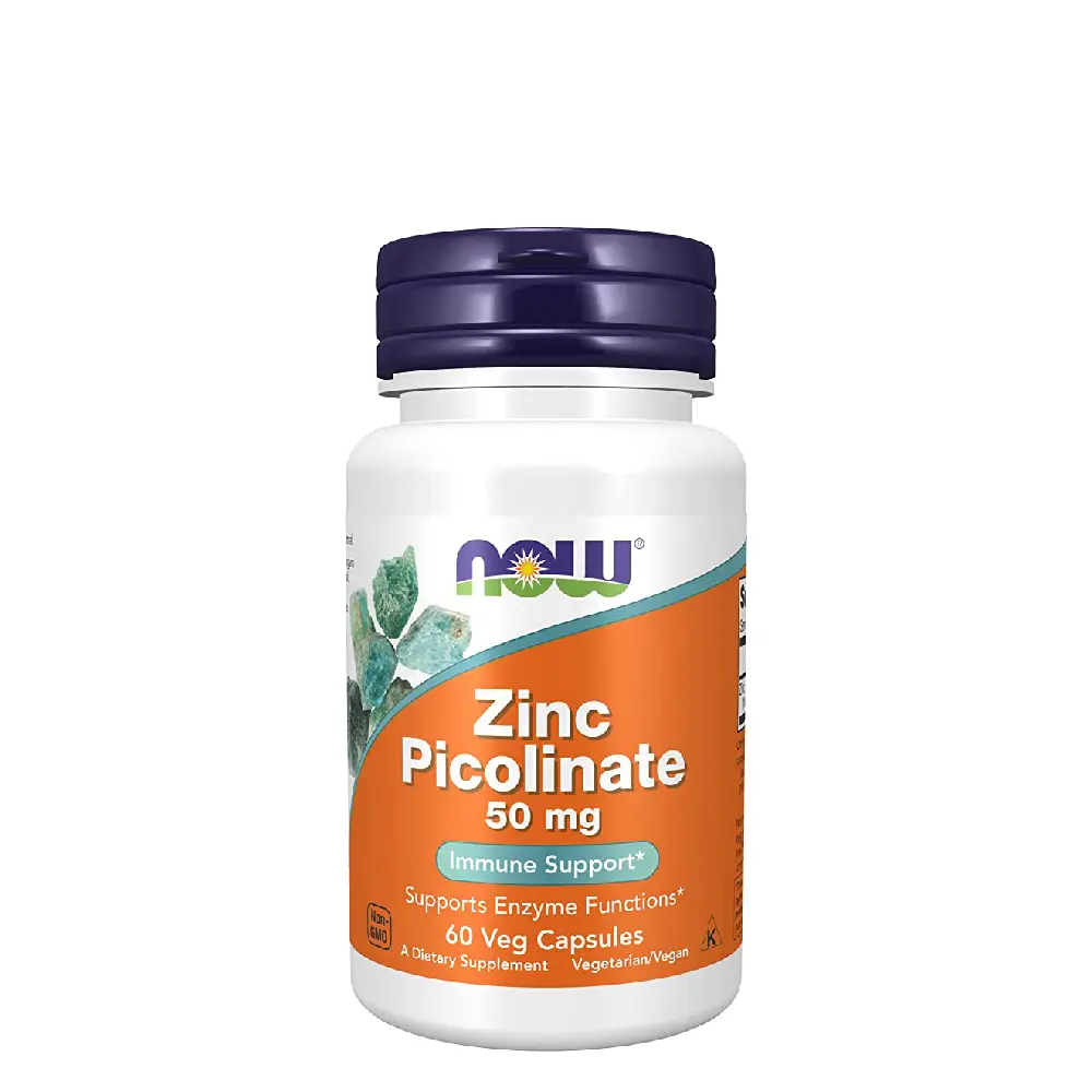 Zinc Picolinate 50mg 60 Capsules Now 1 Zinc Picolinate 50mg Now Foods – Immunité, Peau et Vitalité