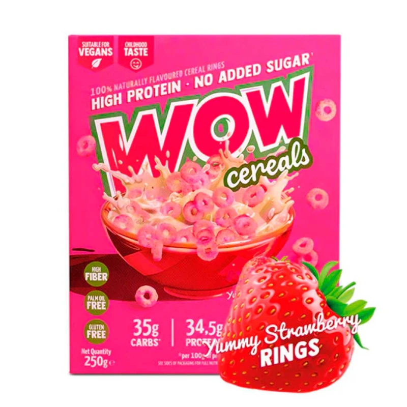 Wow Cereals Yummy Strawberry Rings 250g Wow Factory 1 Wow Cereals Yummy Strawberry Rings 250g Wow Factory