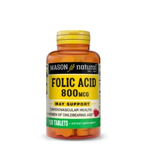 B-Complex With Vitamin C 100 Tablettes Solgar 8 Folic Acid 800mcg Mason Natural | Vitamine B9 et Énergie