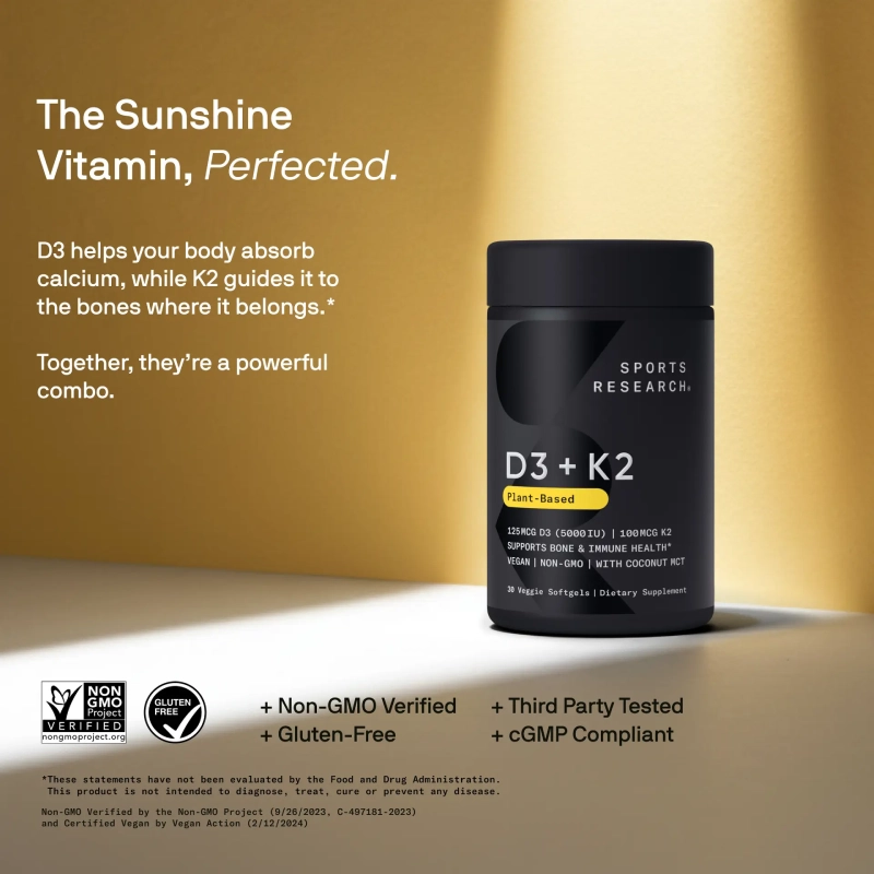Vitamin D3 + K2 Plant Based 160 Veggie Softgels 3 Vitamin D3 + K2 Plant Based 160 Veggie Softgels