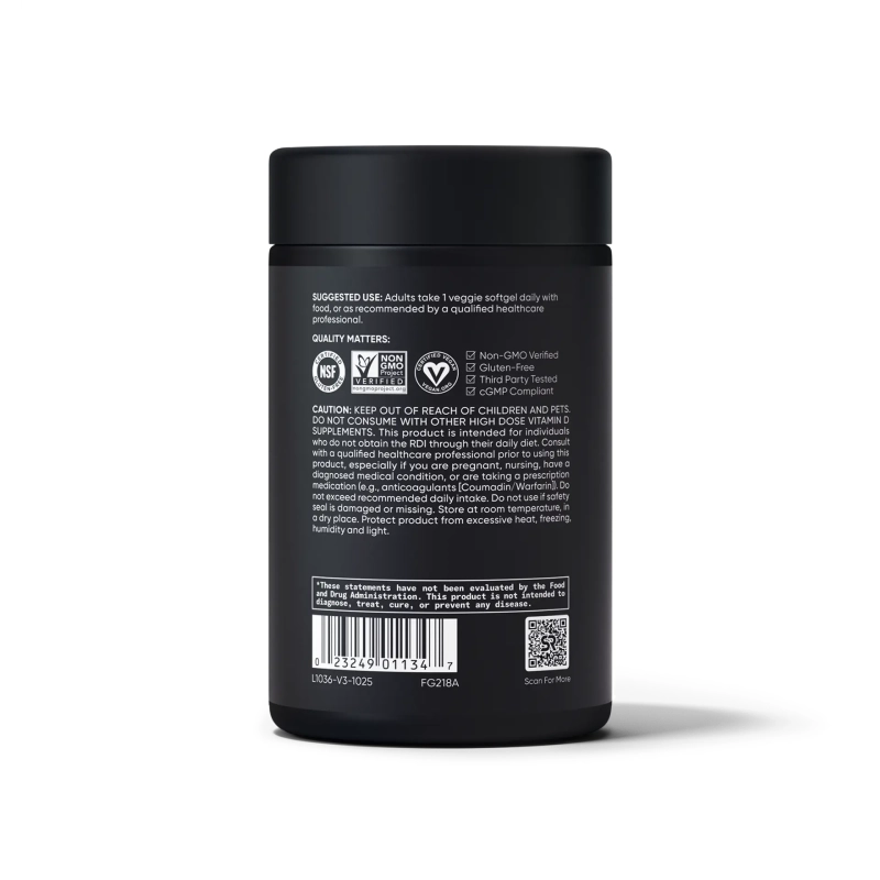 Vitamin D3 + K2 Plant Based 160 Veggie Softgels 5 Vitamin D3 + K2 Plant Based 160 Veggie Softgels