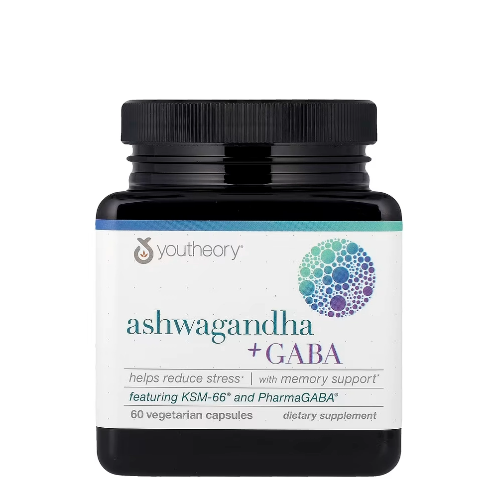 Ashwagandha + GABA 60 Capsules Végétariennes Youtheory 1 Ashwagandha + GABA Youtheory - Favorise le calme